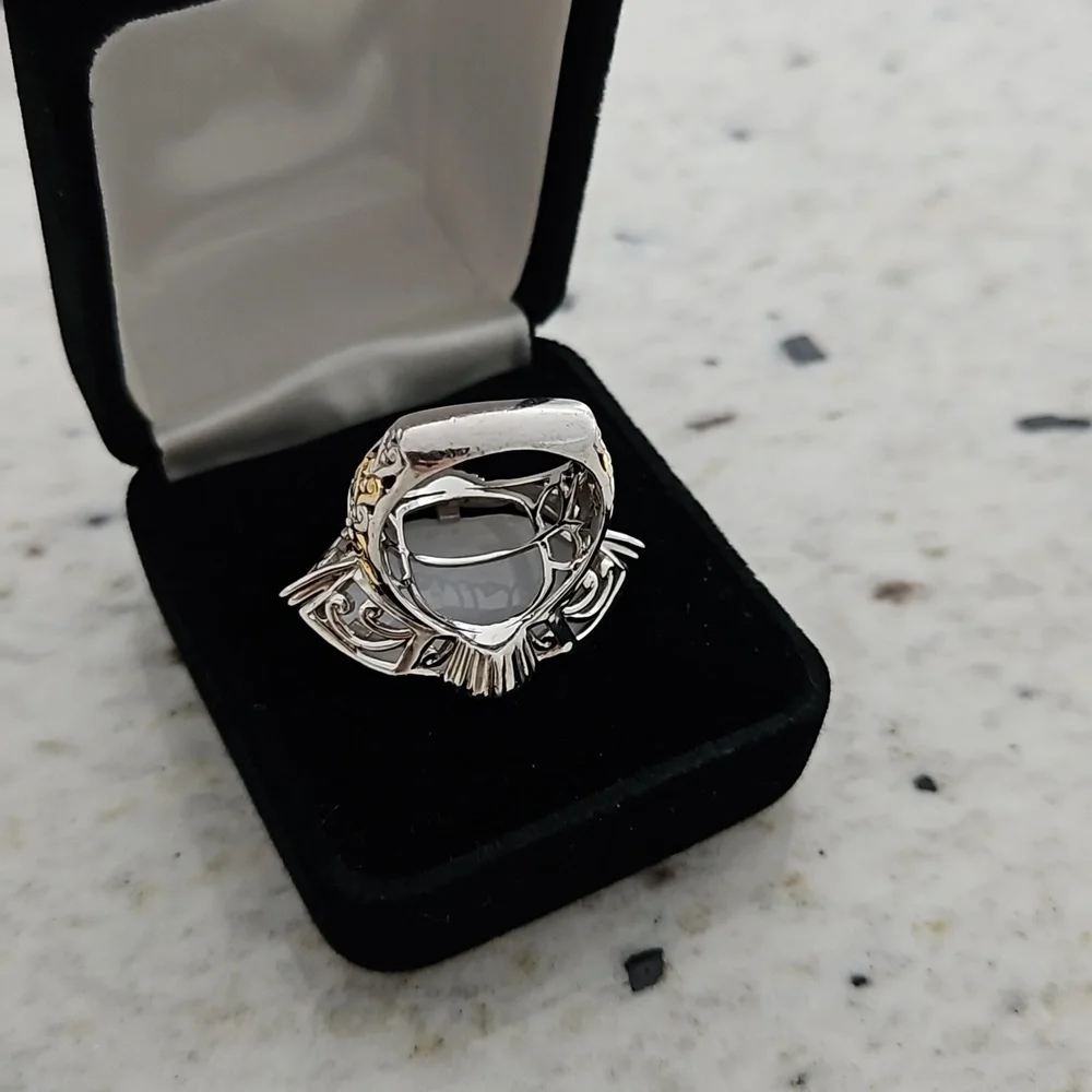 Tiger shell cameo silver ring - Picture 2 of 7